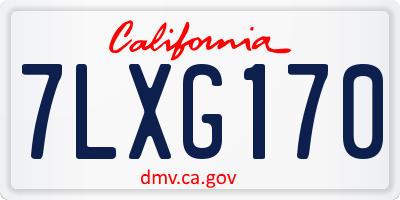 CA license plate 7LXG170