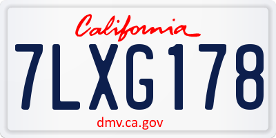 CA license plate 7LXG178
