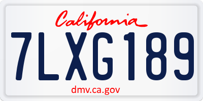 CA license plate 7LXG189