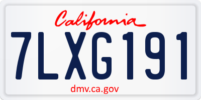 CA license plate 7LXG191