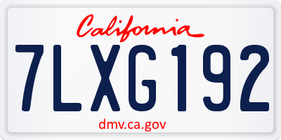 CA license plate 7LXG192