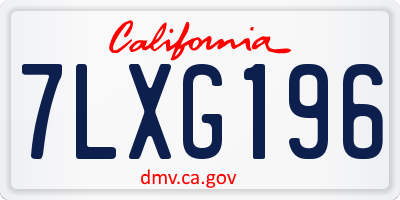 CA license plate 7LXG196