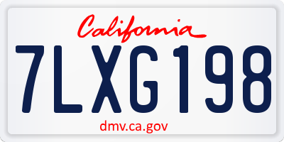 CA license plate 7LXG198