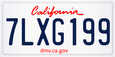 CA license plate 7LXG199