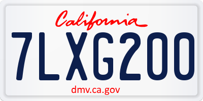 CA license plate 7LXG200