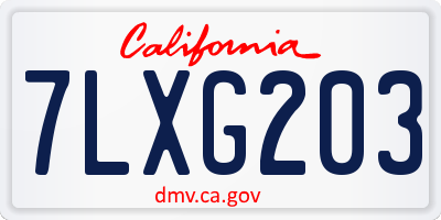 CA license plate 7LXG203