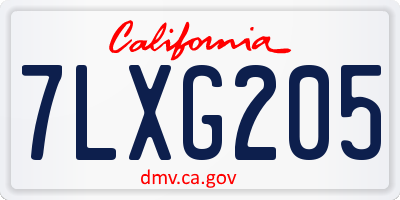 CA license plate 7LXG205