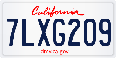 CA license plate 7LXG209