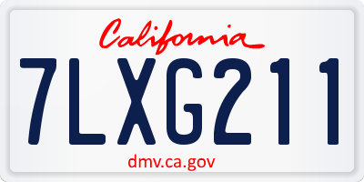 CA license plate 7LXG211