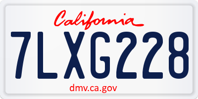 CA license plate 7LXG228