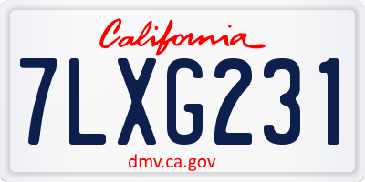 CA license plate 7LXG231