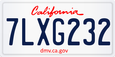 CA license plate 7LXG232