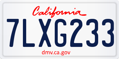 CA license plate 7LXG233