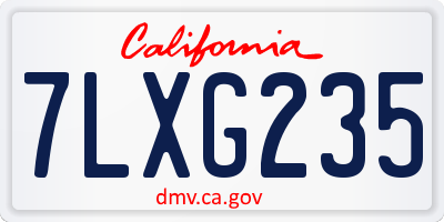 CA license plate 7LXG235