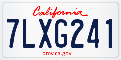 CA license plate 7LXG241
