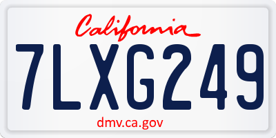 CA license plate 7LXG249