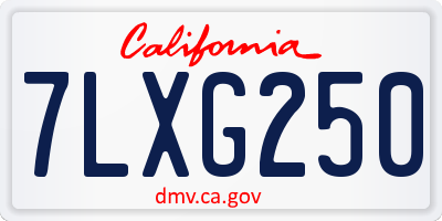 CA license plate 7LXG250