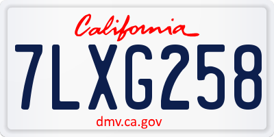 CA license plate 7LXG258