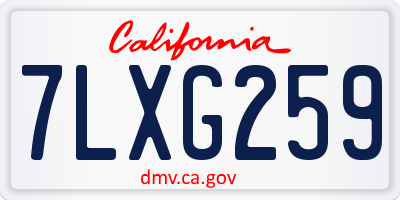 CA license plate 7LXG259