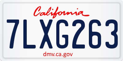 CA license plate 7LXG263