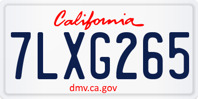 CA license plate 7LXG265