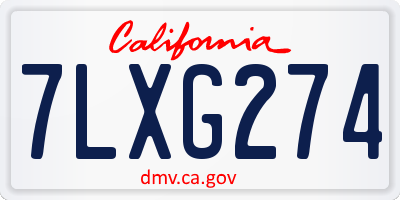 CA license plate 7LXG274