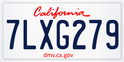 CA license plate 7LXG279