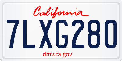 CA license plate 7LXG280