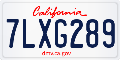 CA license plate 7LXG289