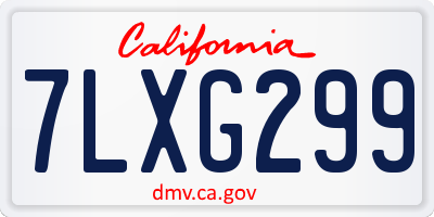 CA license plate 7LXG299