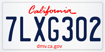 CA license plate 7LXG302