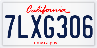 CA license plate 7LXG306