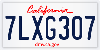 CA license plate 7LXG307