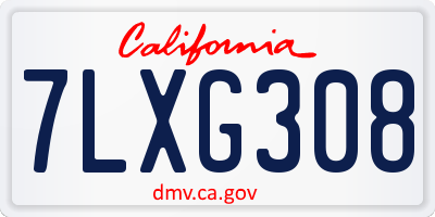 CA license plate 7LXG308