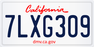 CA license plate 7LXG309