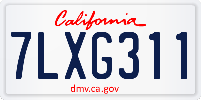 CA license plate 7LXG311