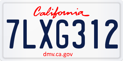 CA license plate 7LXG312