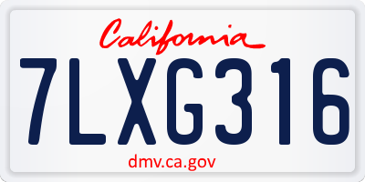 CA license plate 7LXG316