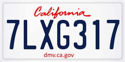 CA license plate 7LXG317