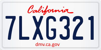 CA license plate 7LXG321