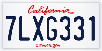 CA license plate 7LXG331