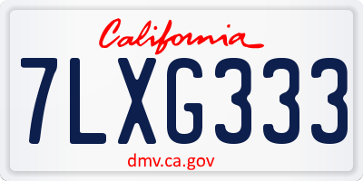 CA license plate 7LXG333