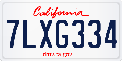CA license plate 7LXG334