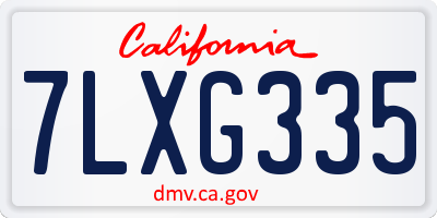 CA license plate 7LXG335