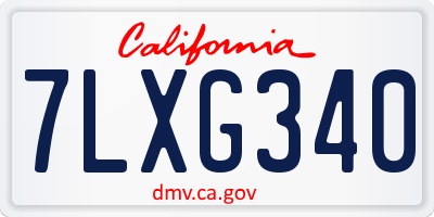 CA license plate 7LXG340
