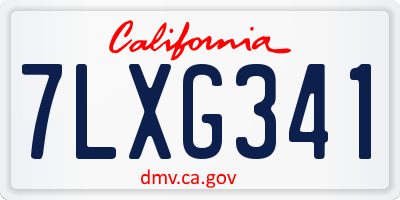 CA license plate 7LXG341