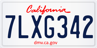 CA license plate 7LXG342