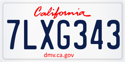 CA license plate 7LXG343