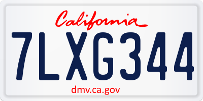 CA license plate 7LXG344
