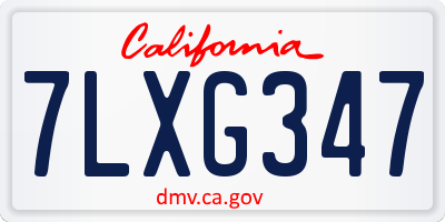 CA license plate 7LXG347